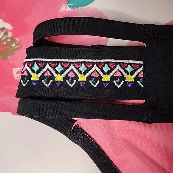 Victoria's Secret Pink Tribal Stained Glass Push Up Triangle Bikini Xs - Picture 3 of 6